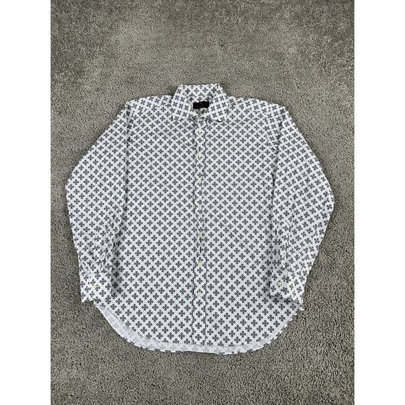 Etro Shirt Mens 42 White Black Floral Medallion Print Button Down Made in Italy - Picture 1 of 16